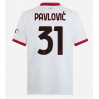 Camiseta AC Milan Strahinja Pavlovic #31 Segunda Equipación Replica 2024-25 mangas cortas